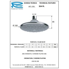 Верхний душ 160 мм Remer 354PL