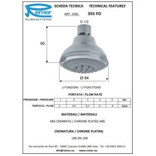 Верхний душ 84 мм Remer 355FO