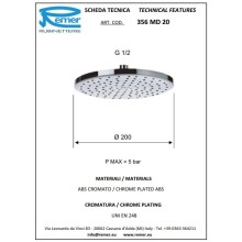 Верхний душ 200 мм Remer 356MD20