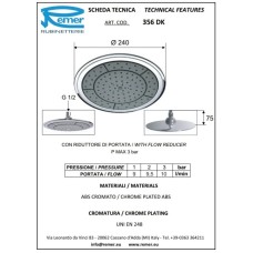 Верхний душ 240 мм Remer 356DK