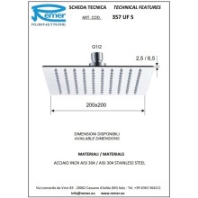 Верхний душ 200 мм Remer 357UFS20