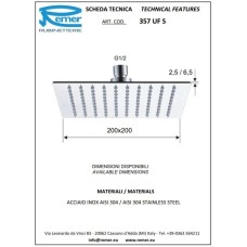 Верхний душ 200 мм Remer 357UFS20