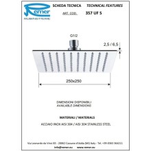 Верхний душ 250 мм Remer 357UFS25