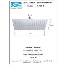 Верхний душ 330х220 мм Remer 357UFR