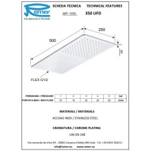 Верхний душ 500х250 мм Remer 350UFDX