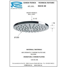 Верхний душ 200 мм Remer 354EC20X