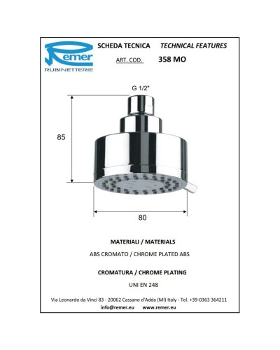 Верхний душ 80 мм Remer 358MO