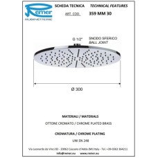 Верхний душ 300 мм Remer 359MM30