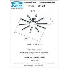 Верхний душ 180 мм Remer 359S18