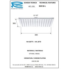 Верхний душ 300 мм Remer 359SSL