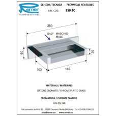 Верхний душ 185х103 мм Remer 359ZC