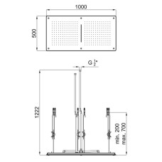 Верхний душ 1000х500 мм Noken NK Logic Recto N186490008