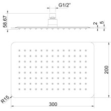 Верхний душ 300х200 мм Timo SW-4013 (T) chrome