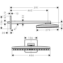 Верхний душ 466х270 мм Axor ShowerSolutions 35274000