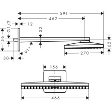 Верхний душ 466х270 мм Axor ShowerSolutions 35274000