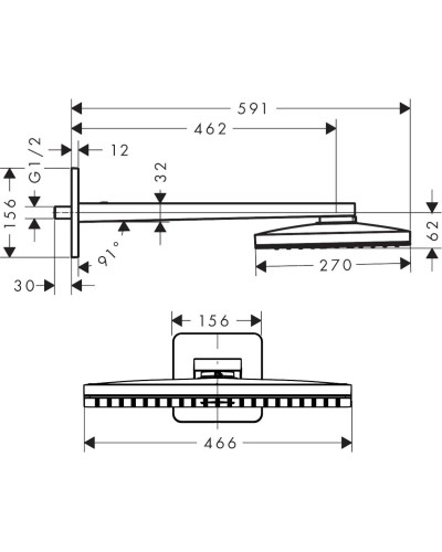 Верхний душ 466х270 мм Axor ShowerSolutions 35274000