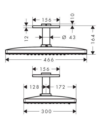 Верхний душ 466х300 мм Axor ShowerSolutions 35279000
