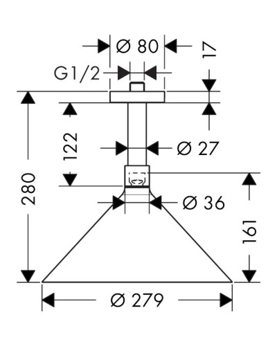 Верхний душ 279 мм Axor Showers/Front 26022000