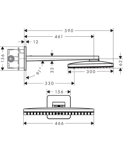 Верхний душ 466х300 мм Axor ShowerSolutions 35275000
