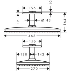 Верхний душ 466х270 мм Axor ShowerSolutions 35277000