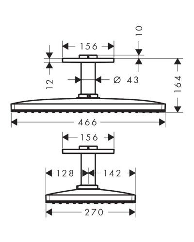 Верхний душ 466х270 мм Axor ShowerSolutions 35277000