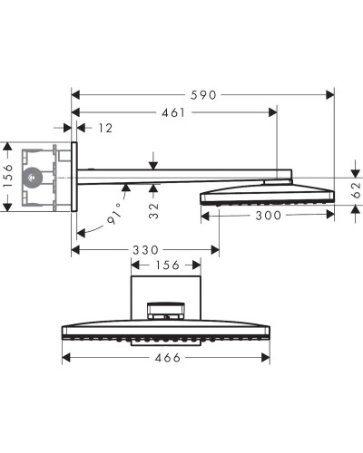 Верхний душ 466х300 мм Axor ShowerSolutions 35280000