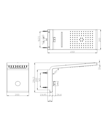 Верхний душ 450х200 мм Bossini Syncro Neb I00590.030