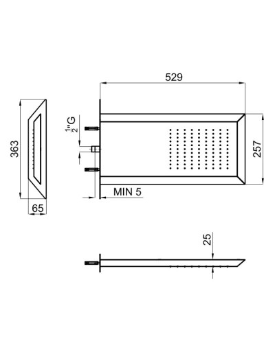 Верхний душ 529х257 мм Noken Oxo N720000258