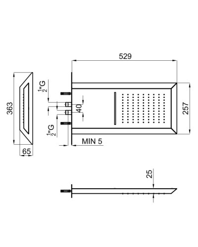 Верхний душ 529х257 мм Noken Oxo N720000253