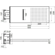 Верхний душ 230х555 мм Migliore Corner Z 26098