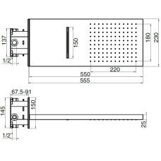 Верхний душ 230х555 мм Migliore Corner Z 26098