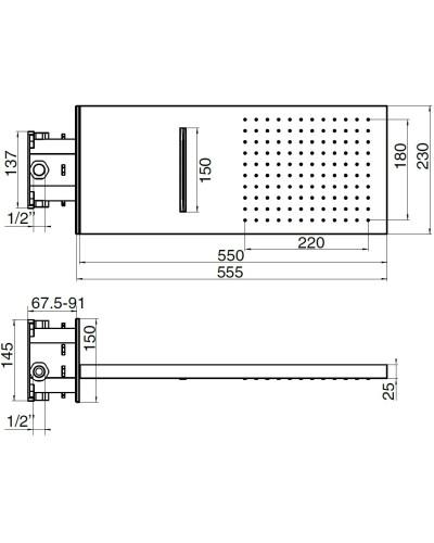 Верхний душ 230х555 мм Migliore Corner Z 26098