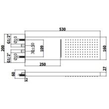 Верхний душ 530х160 мм Paffoni Cascade ZSOF099CR