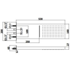 Верхний душ 530х160 мм Paffoni Cascade ZSOF099CR