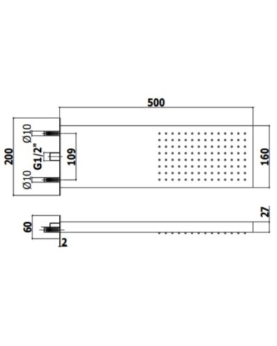 Верхний душ 500х160 мм Paffoni Free ZSOF098CR