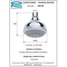 Верхний душ 92 мм Remer 358GRX