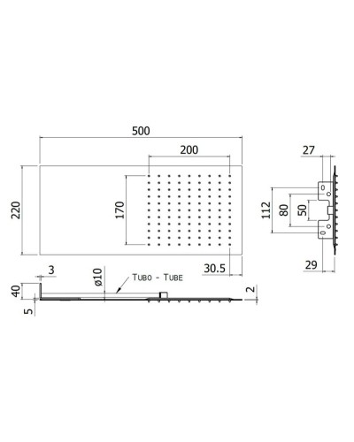 Верхний душ 500х220 мм Paffoni Slim ZSOF117CR