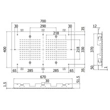 Верхний душ 700х400 мм Paffoni Memphis ZSOF131CR
