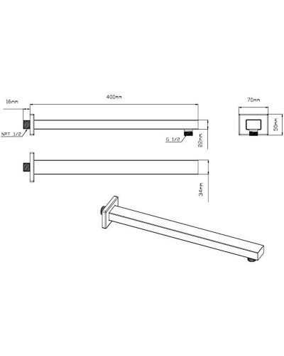 Верхний душ 315х210 мм Vincea VSHD-41CBG