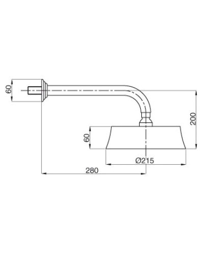 Излив для душа с верхним душем золото 24 карата Cezares Olimp CZR-TDD2-03/24