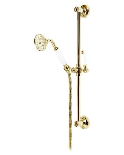 Душевой гарнитур золото 24 карат, ручка белая Cezares First FIRST-SD-03/24-Bi