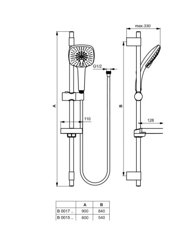 Душевой гарнитур Ideal Standard IdealRain Cube XL3 B0017AA