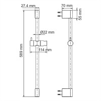 Душевая штанга WasserKRAFT Glan A191 Черная глянцевая