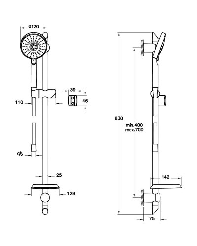 Душевой гарнитур Vitra Master Slot 3F A45691EXP Хром