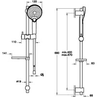 Душевой гарнитур Vitra Bliss 3F A45743EXP Хром