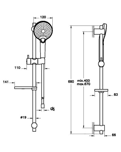 Душевой гарнитур Vitra Bliss 3F A4574336EXP Черный матовый