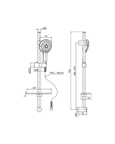Душевой гарнитур Paini Novara 50CR124/P18 Хром