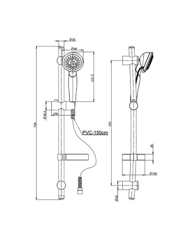 Душевой гарнитур Paini Emilia 50CR124/P15 Хром