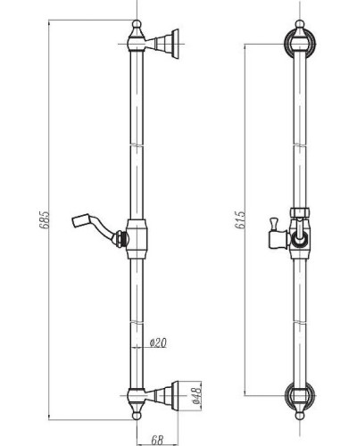 Душевая штанга Cezares CZR-SDC1-03 Золото