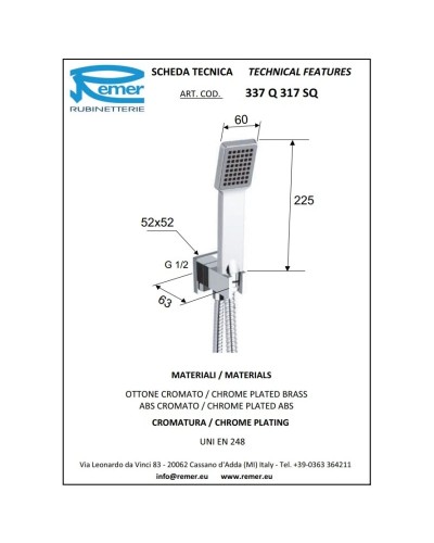 Душевой набор Remer Qubika 337Q317SQ